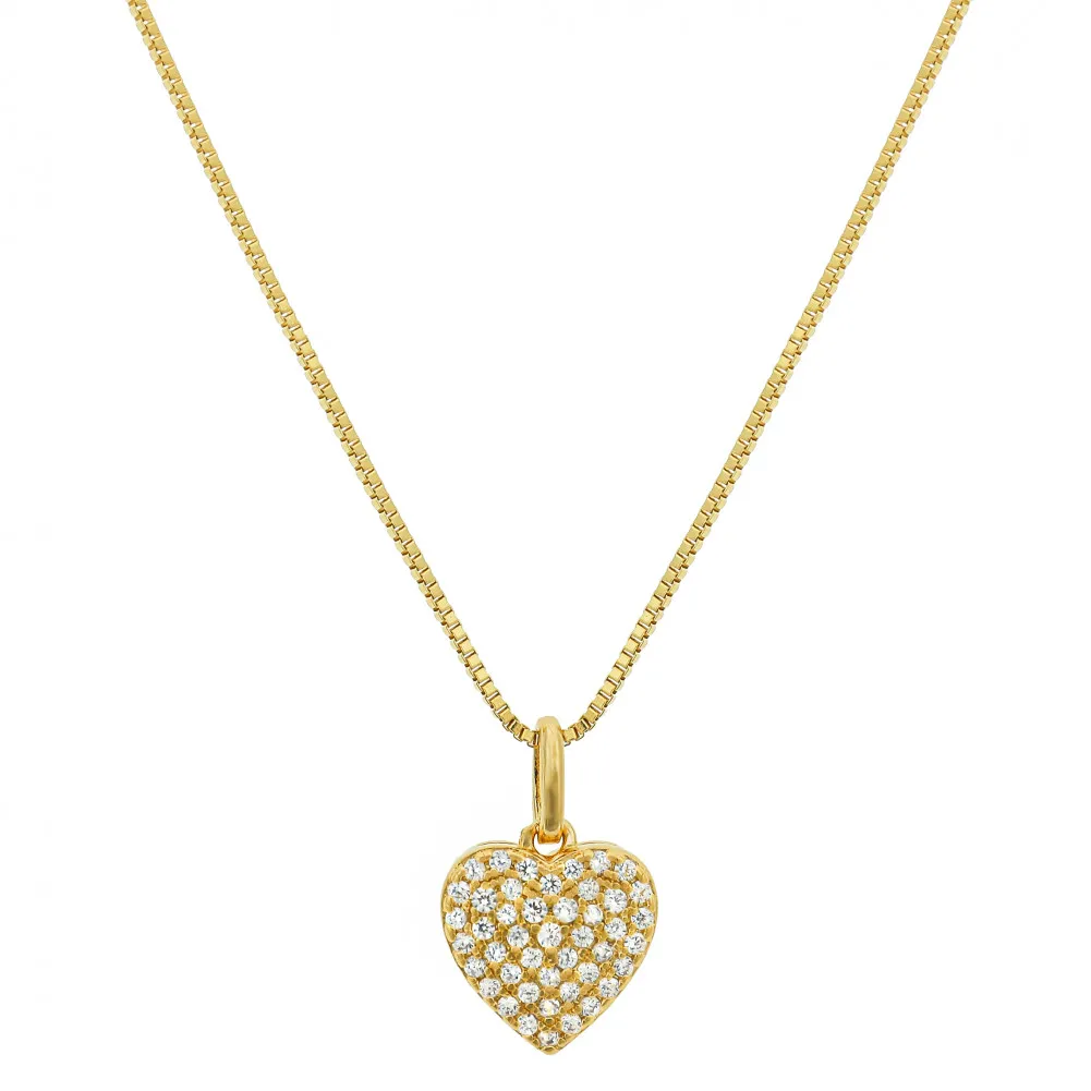 Colar Coração Cravejado Dourado
