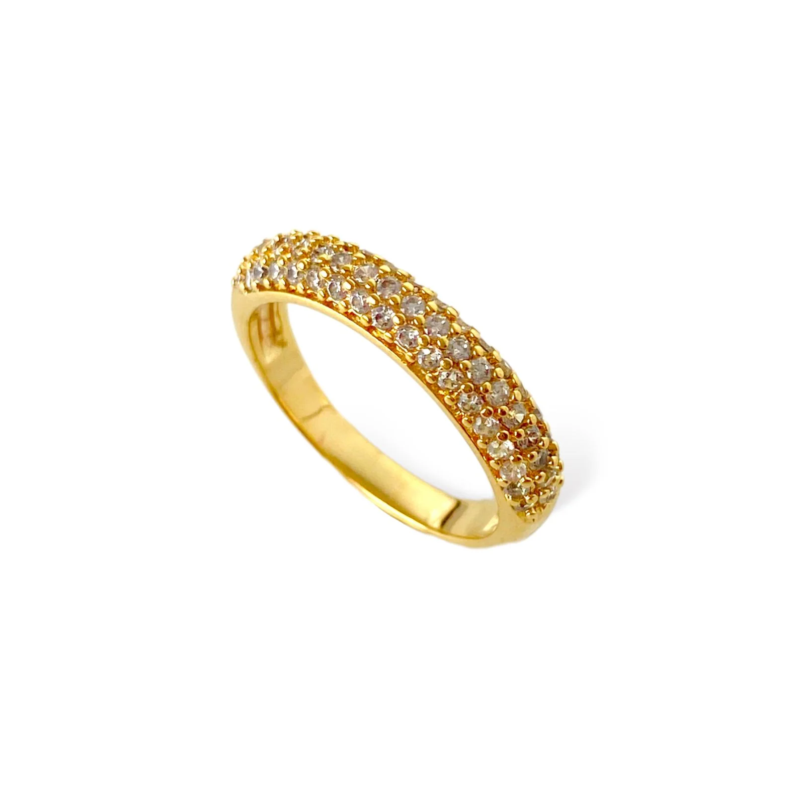 Anel Aparador 3 Fileiras Zircônia Dourado