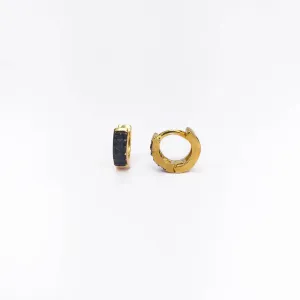 Argolinha Zircônias Negras Cravejadas Banhada a Ouro 18k 6mm