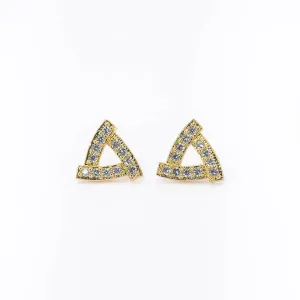 Brinco Triangular Cravejado Zircônias Banhado a Ouro 18k