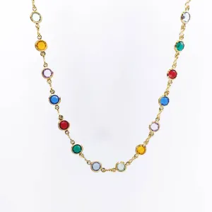 Choker Cristais de Vidro Colorido Banhado a Ouro 18k