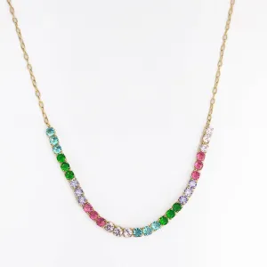 Choker Riviera Zircônias Rainbow Banhada a Ouro 18k