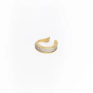 Piercing Fake Dois Filetes de Zircônia Banhado a Ouro 18k