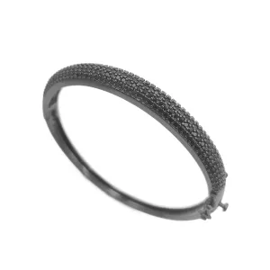 Bracelete Cravejado Zircônias Negras Banhado a Ródio Negro