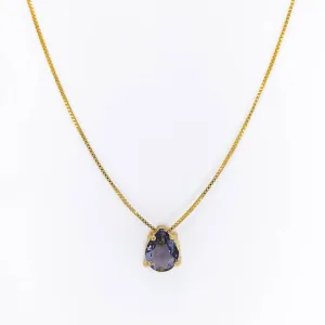 Colar Gota Zircônia Lavanda Banhado a Ouro 18k