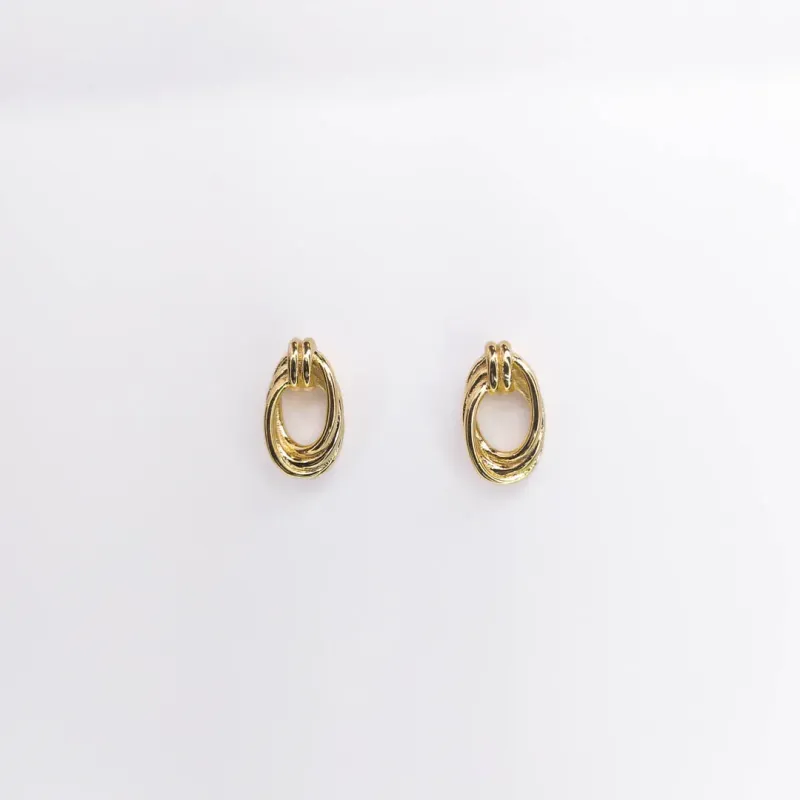 Brinco Ninho Oval Banhado a Ouro 18k