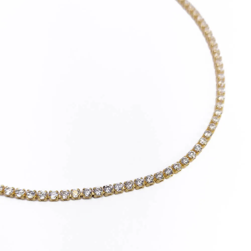 Choker Riviera Zircônias Cristal Banhada a Ouro 18k