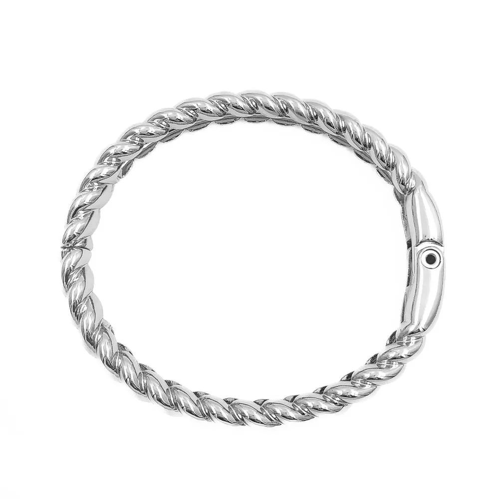 Bracelete Torcido Banhado a Ródio Branco